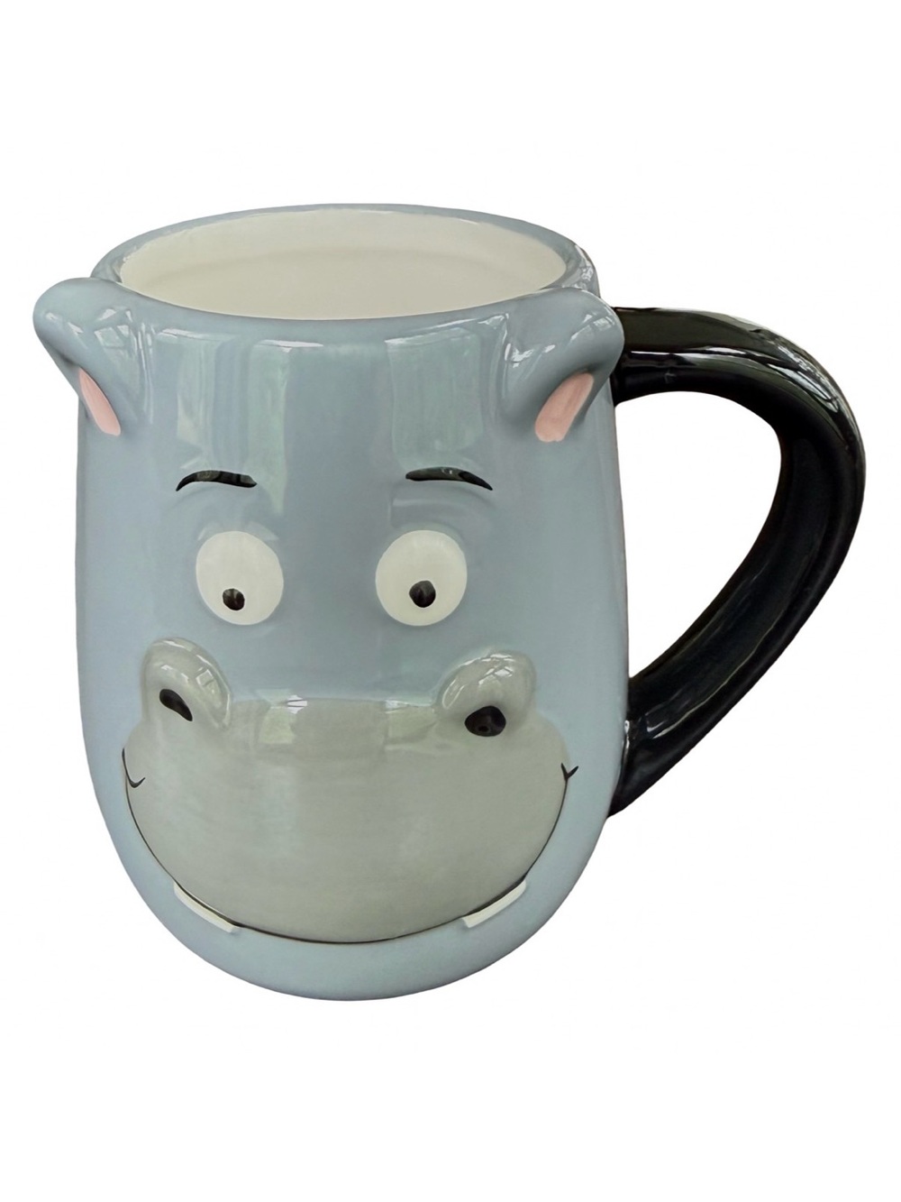TAG Whimsical Ceramic 3D Hippo Coffee Tea Gray Mug Cup Hippopotamus Kitchen